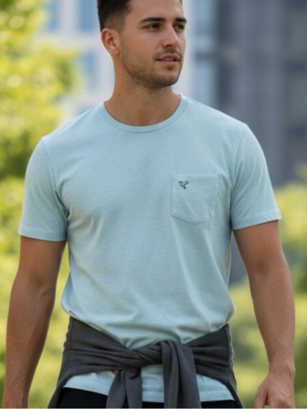 Birddogs Heather Blue Pocket Cotton Tee Shirt Medium